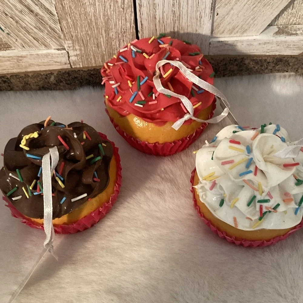 3 Faux Cupcake Ornaments Christmas 2017